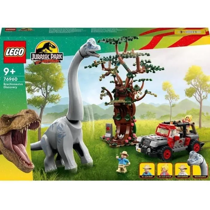 LEGO® Jurassic Park 76960 La Découverte du Brachiosaure, Jouet avec Figurine de Dinosaure et Voiture-1
