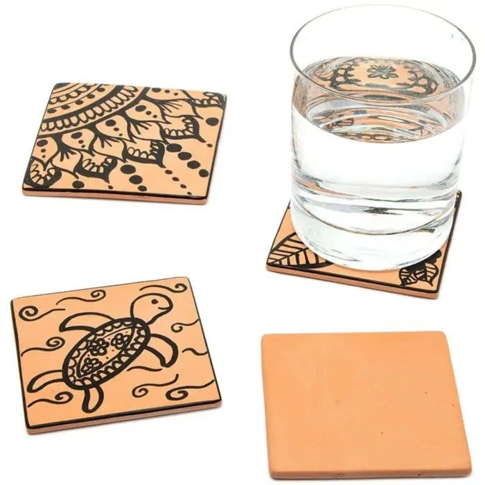 Sous Verre à Décorer - Baker Ross - FC908 - Lot de 6 - Terre Cuite - Créativité Enfant-0