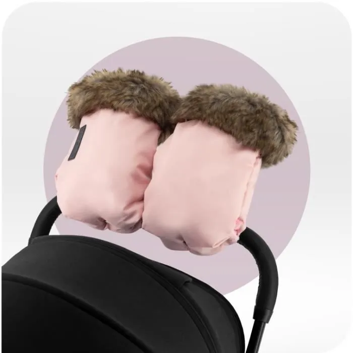 MoMi Moufles Chauffe-Mains pour poussette - Gants poussettes avec peluche imperméable - Taille Universelle - Rose-1