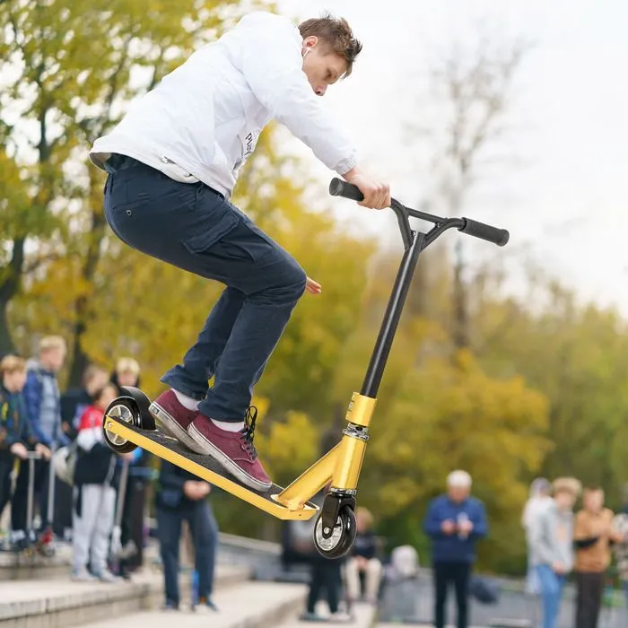 HOMCOM Trottinette freestyle pro rotation à 360° résistante aux acrobaties et sauts aluminium 83 cm de hauteur roues de 100 mm-1
