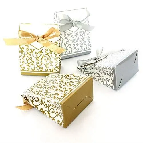 Boîte cadeau - JZK - 50 x Or - Durable en papier - Pour mariage et anniversaires - 6.7x3.7x8.5 cm-3