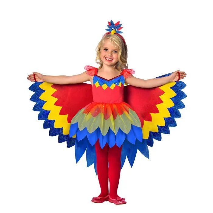 Déguisement perroquet fille - Animaux - Rouge - Polyester-0