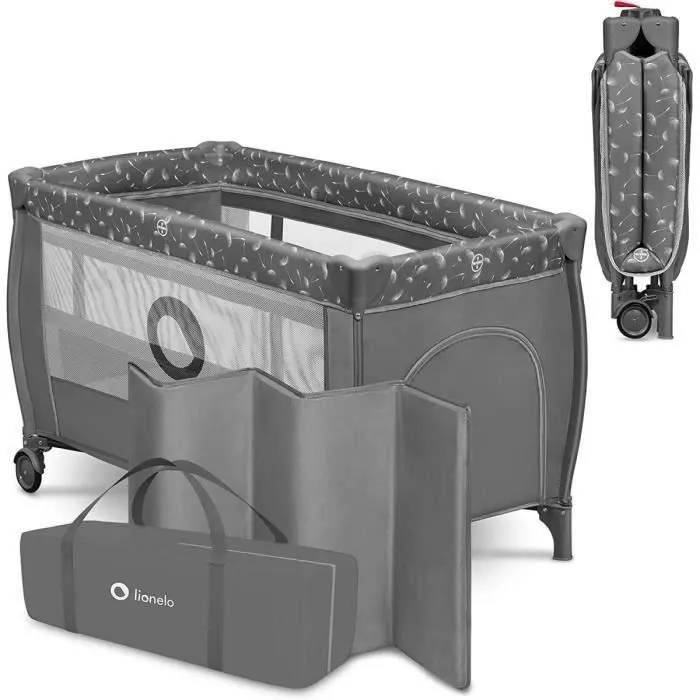 Lit Bébé Lionelo Stefi Plus Gris White - LIONELO - 23x23x81cm - Hauteur réglable - Matelas inclus-0