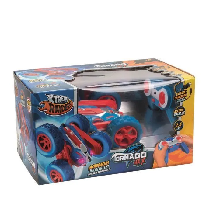 Voiture télécommandée - Xtrem Raiders - Tornado Max - Rouge et bleu - 360° - Mixte - 8 ans et plus-1