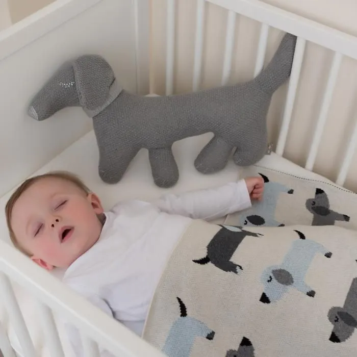 Peluche en coton bio doudou chien TECKEL Gris Taille Unique-4