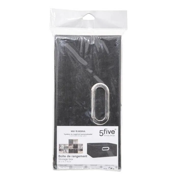 5five - panier tissu 31x15cm "mix n modul" noir-1