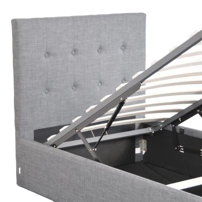 Lit coffre 90x190 sommier inclus Mily Gris foncé - WEBER INDUSTRIES - Elégance - Chic - A lattes-3