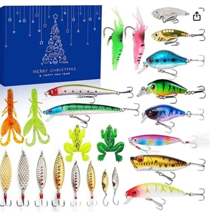 Calendrier de l’Avent Pêche 2023, Calendrier de l’Avent des leurres de pêche, Équipements et leurres de pêche mer, Leurres de pêche-0