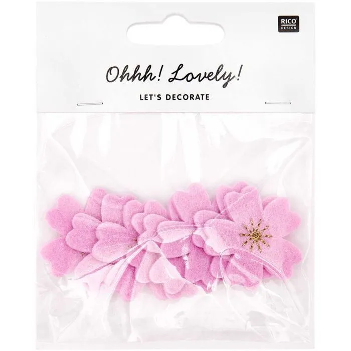 Confettis fleur de cerisier - feutrine or et rose foncé-0