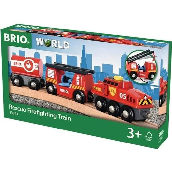 Train des Pompiers BRIO - Circuit de train en bois - Ravensburger - Mixte dès 3 ans - 33844-0