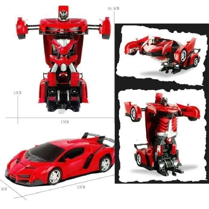 Voiture Robot Télécommandé 2 en 1 - F0B793 - Rouge - Pour Enfant-1