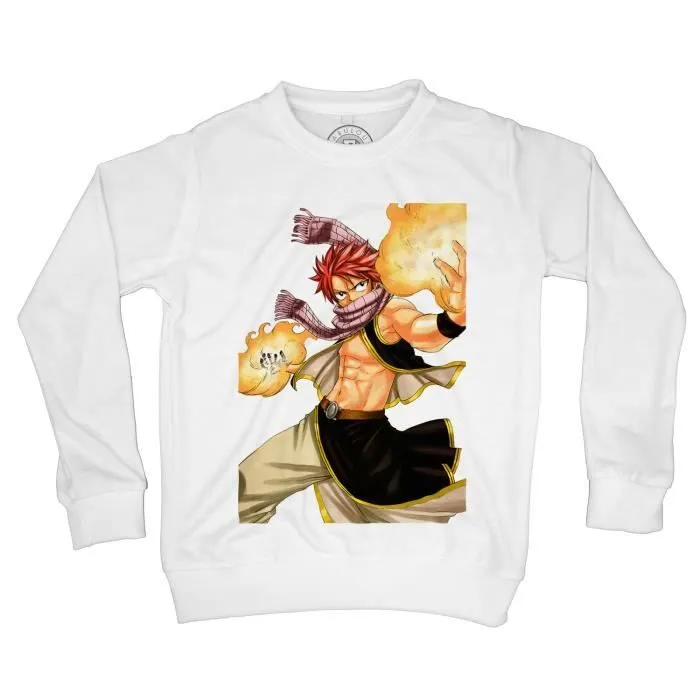 Sweat-Shirt Enfant - FABULOUS BIJOUX - Natsu Dragneel - Col capuche - Manches longues - Blanc-0