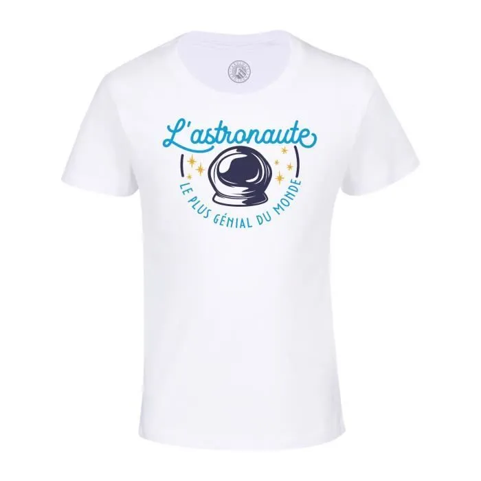 T-shirt Enfant Blanc L'astronaute Le Plus Génial du Monde Astronomie Ciel Etoile Passion Métier Fusée Espace-0