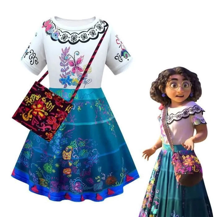 Encanto Déguisement cosplay -Jupe performance à manches courtes pour enfant + sac-0
