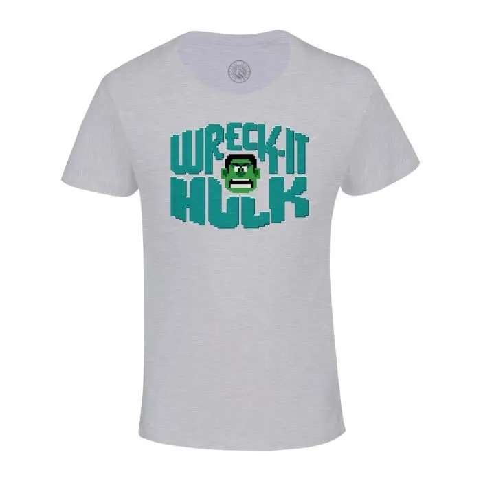 T-shirt Enfant Gris Wreck it Parodie Jeux Video Retro Gaming 8 bits Super Heros-0