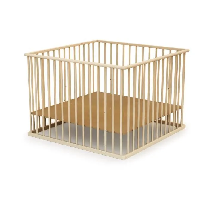 Parc bébé en bois FORMULA BABY - 100x100 cm - Fond réglable - Qualité E1-1