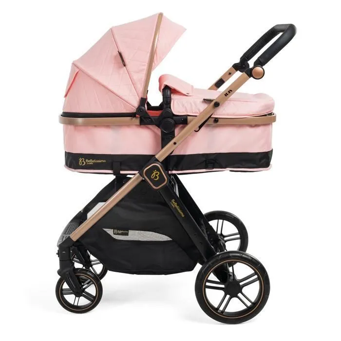 BEBELISSIMO - Poussette combinée trio 3 en 1 - siège auto 0+ IRIS – nacelle – dès la naissance – jusqu’à 22kg  - rose-1