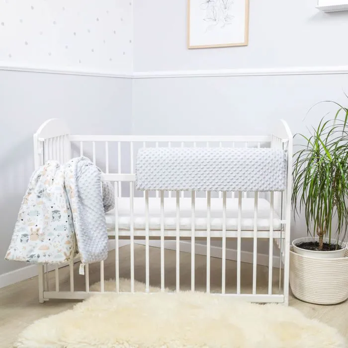 Tour de lit bebe protection enfant 70 cm - contour de lit bébé complet respirant protège-lit bord en mousse Grisâtre Minky-3