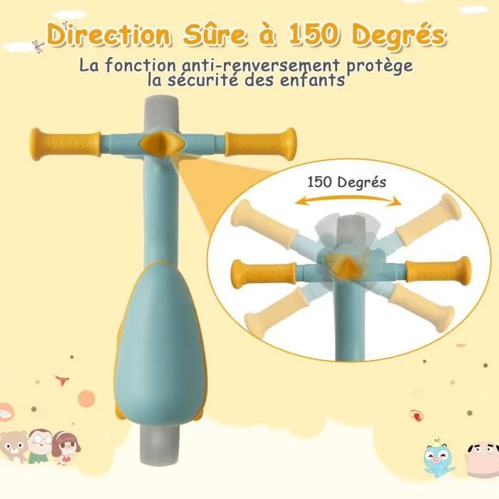 COSTWAY Draisienne Bébé 18-48 Mois avec Siège Réglable et Guidon, Vélo Draisienne sans Pédale pour Enfants avec Roues EVA Élargies-2