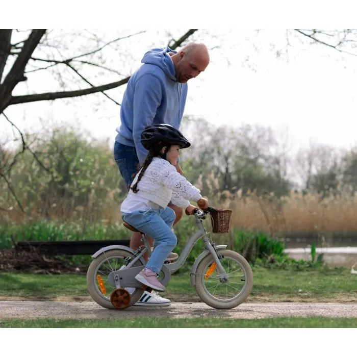 Vélo Vintage Enfant Fille 14 Pouces 4–6 Ans 99–117cm Taupe avec Panier et Sonnette par Huffy-4