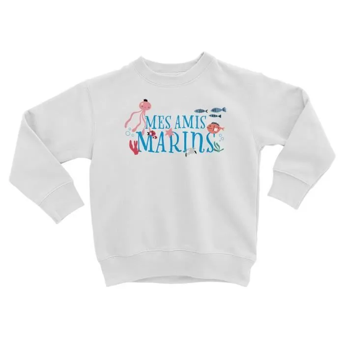 Sweatshirt Enfant Mes Amis Marins Animaux Aquatique Dessin Illustration-0