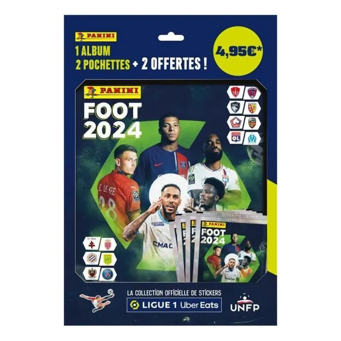 Album cartes à collectionner - Panini - Foot 2024 Ligue 1 - 2 pochettes offertes - Pour enfants - Mixte-0