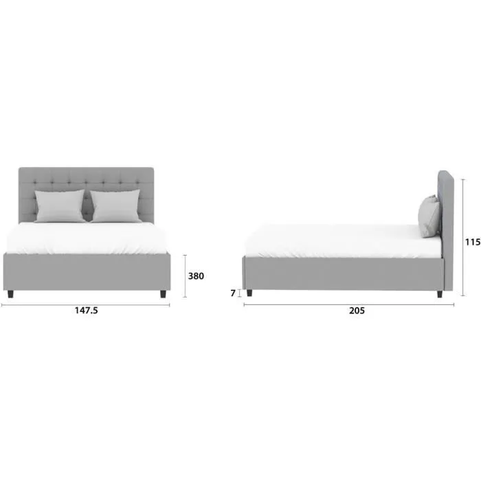 Lit coffre adulte ELIZA 140 x 190 cm - Sommier inclus - Gris foncé-3