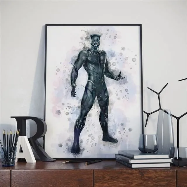 Toile Black Panther 50x70cm - Chambre Bébé Garcon Fille - Affiche Décorative Poster Décoration Maison - Marvel-0