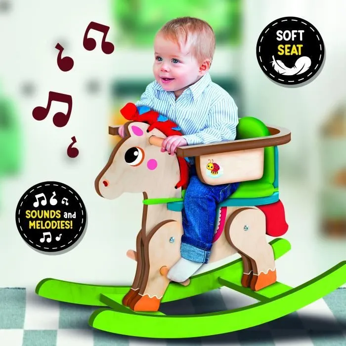 Poney à bascule - MON BÉBÉ - Bois - Marron - 12 mois à 5 ans - Intérieur-1