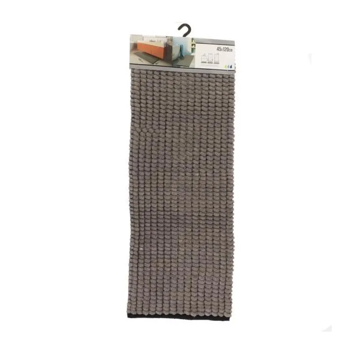 TENDANCE - Grand Tapis de salle de bain Bicolore Gris et Noir en Polycoton 45 x 120 cm-0