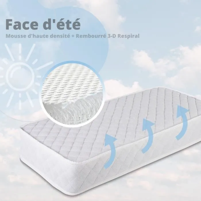 MICAMAMELLAMA - Matelas Bébé Mémo Respiral - Anti étouffement - Mémoire de forme - épaisseur 12cm - 70x140 cm-2