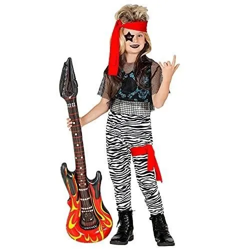 Déguisement Rockstar pour enfant - WIDMANN - Modèle 08289 - Débardeur en résille - Noir - Fille-0