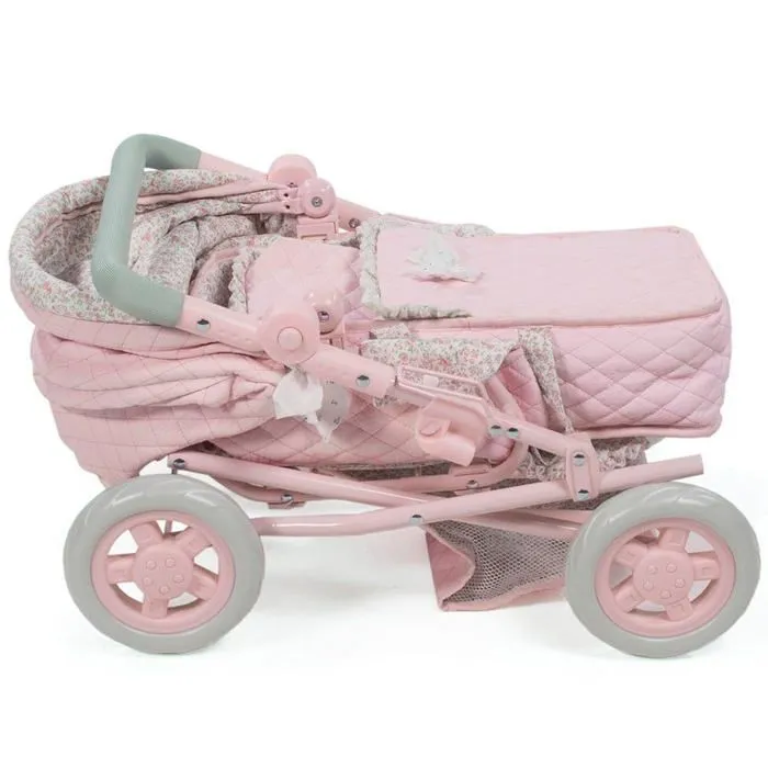 La nina - 65076 - Diset- Coucou avec Roues en Cuir Rose Fleur PEQ. (37 x 65 x 44 cm) Poussette pour poupees, , Multicolore-1