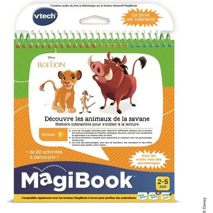 Livre Interactif Magibook - VTECH - Le Roi Lion - Découvre les Animaux de la Savane-0