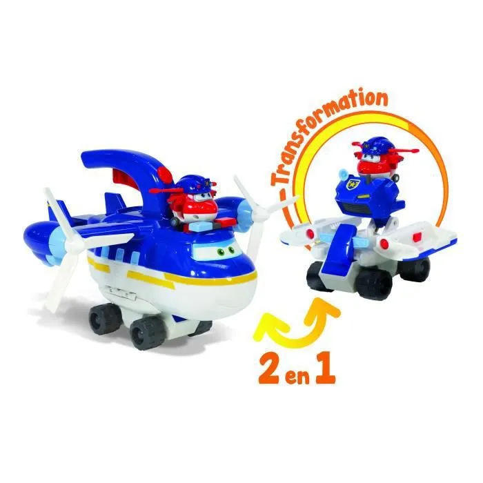 Super Wings - Playset Avion 2en1 Police Patroller + Figurine Jett Police Transform-a-Bots-1