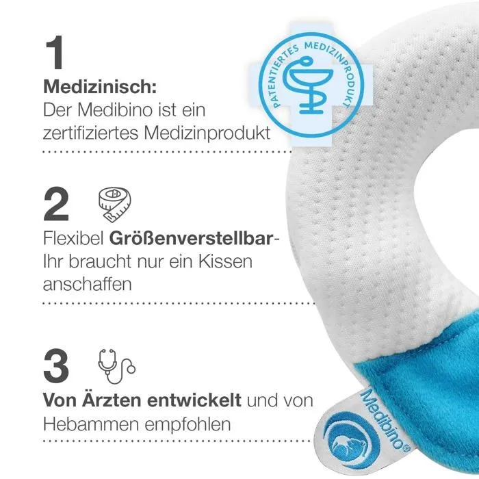 Cale bebe Reer - 23021703-B - Kluba Medical Medibino(R) Le Coussin de Protection pour bebe equipement de lit, Blanc/Bleu-2