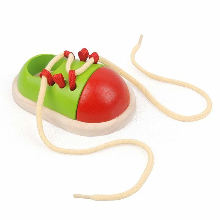 Jeu éducatif - Plan Toys - Chaussure à lacer en bois - Mixte - Vert - A partir de 36 mois-3