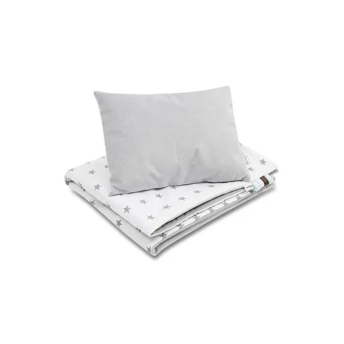 Bellochi Set de Couette Bebe 75x100 cm et Coussin Enfant 30x40 cm - Réversible et Lavable - Coton - nunki star-0