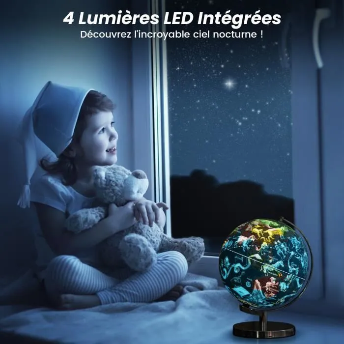 Globe Terrestre 23 cm COSTWAY Globe Jour & Nuit Lumineux - s illumine avec la Carte des 88 Constellations, Déco. de Bureau, Ecole-2