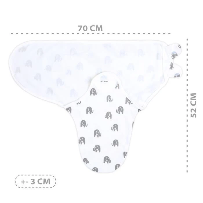Lange bébé 0-3 mois - Couverture d'emmaillotage en coton Petit éléphant Nid d'ange-2