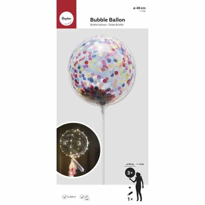 Ballon Bubble transparent 40 ± 4cm ø - RAYHER - lot de 3 - pour adultes-1