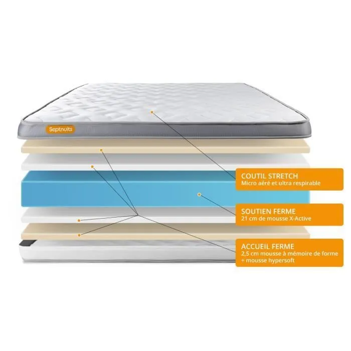 Matelas 140x200 Memo Zen Mousse à mémoire de forme 5 zones de confort MAXI épaisseur-0
