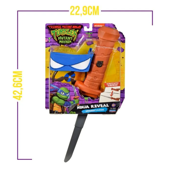 Tortues Ninja, Arme de combat, avec accessoires inclus, Modèle Leonardo, Pour les enfants dès 4 ans, TU8061-4