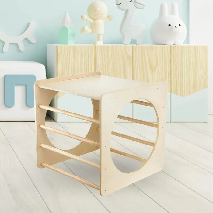 Jouet à Bascule en Bois- Jouet Montessori- Cube d'escalade en bois- tunnel pour enfants- aire de jeux- Max 80 KG-1