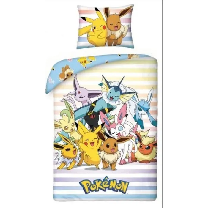 Parure de lit - Pokémon - 140x200 cm - 100% coton - Lavable à 40°C - Motif enfant-0