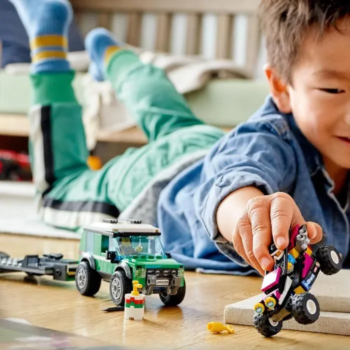 LEGO® City 60288 Le transport du buggy de course, Jouet Camion Transporteur de Voiture Tout-Terrain pour Enfants de 5 ans et +-3