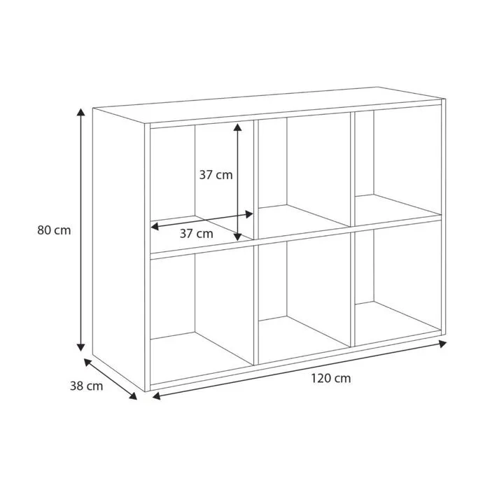 Etagère cube Loni 2x3 gris-1
