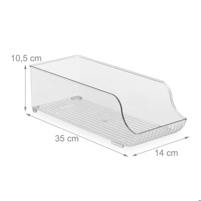 Relaxdays Long organiseur de frigo/réfrigérateur, rangement des aliments, H x L x P env. 10,5 x 14 x 35 cm, transparent-3