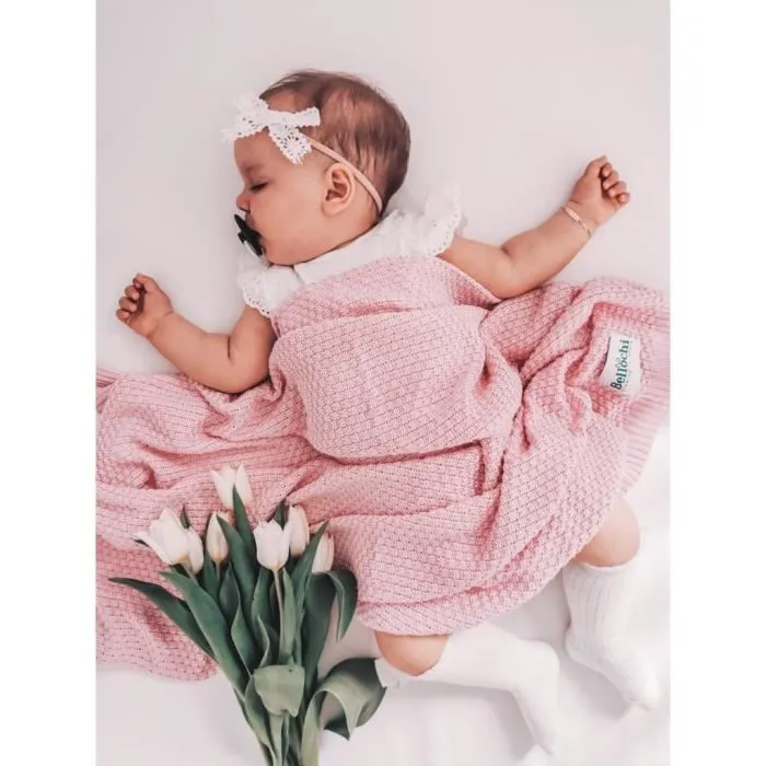 Bellochi Premium Couverture Bébé Naissance - 100% Bambou - Douce Couverture Bebe Ete pour une Fille ou un Garçon - 100x80 cm - Rosa-2