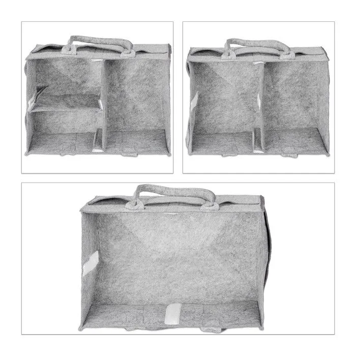 Relaxdays Rangement couches, 11 compartiments, panier langer portable, organiseur chambre bébé, corbeille, gris clair-5